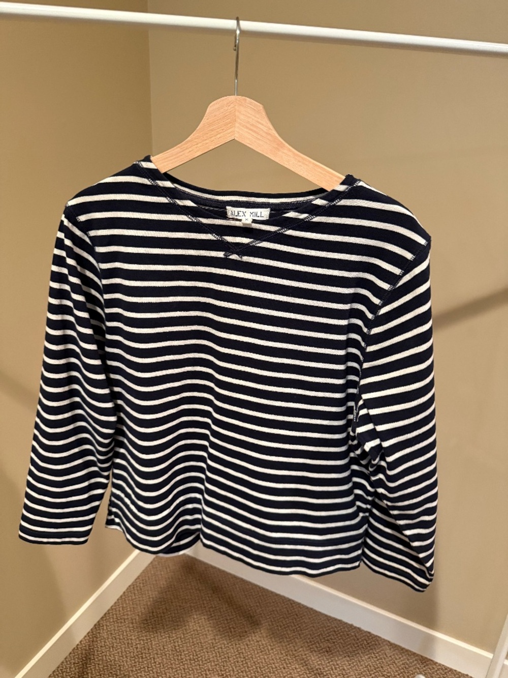 Alex Mill Lakeside Striped Tee, Dark Navy/Natural, Size Medium